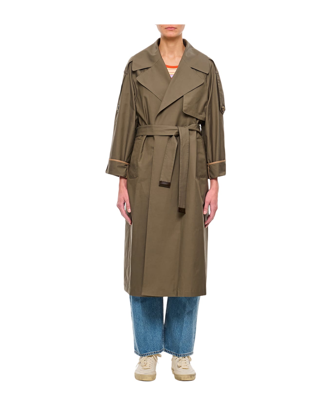 Max Mara The Cube Oversized Military Green Trench Coat For Women - - ARGILLA