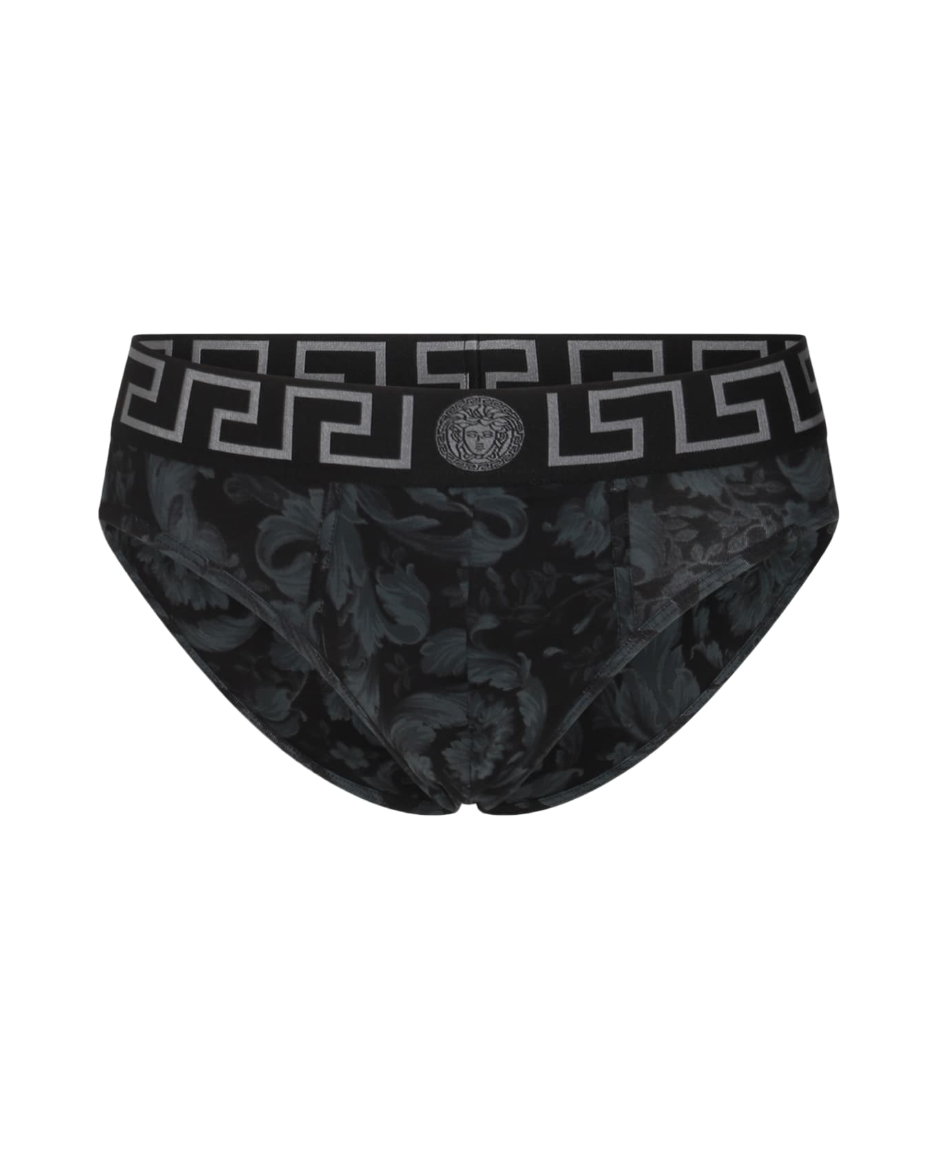 Versace Black And Grey Cotton Briefs - Black+Grey