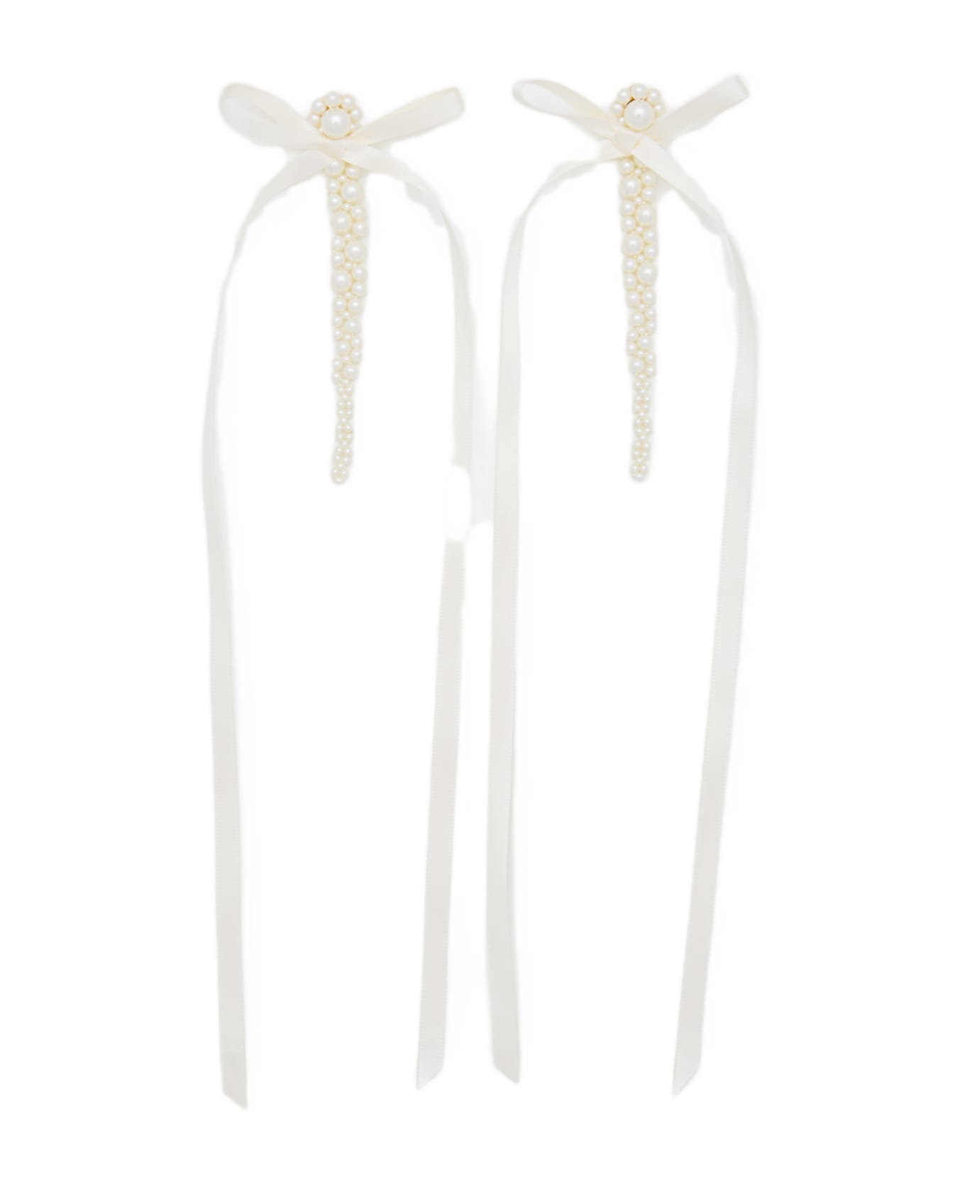 Simone Rocha Bow Ribbon Drip Earrings - White