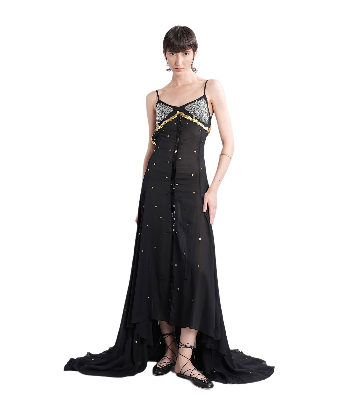 SIEDRES Vesina Long Dress In Black Polyester - black
