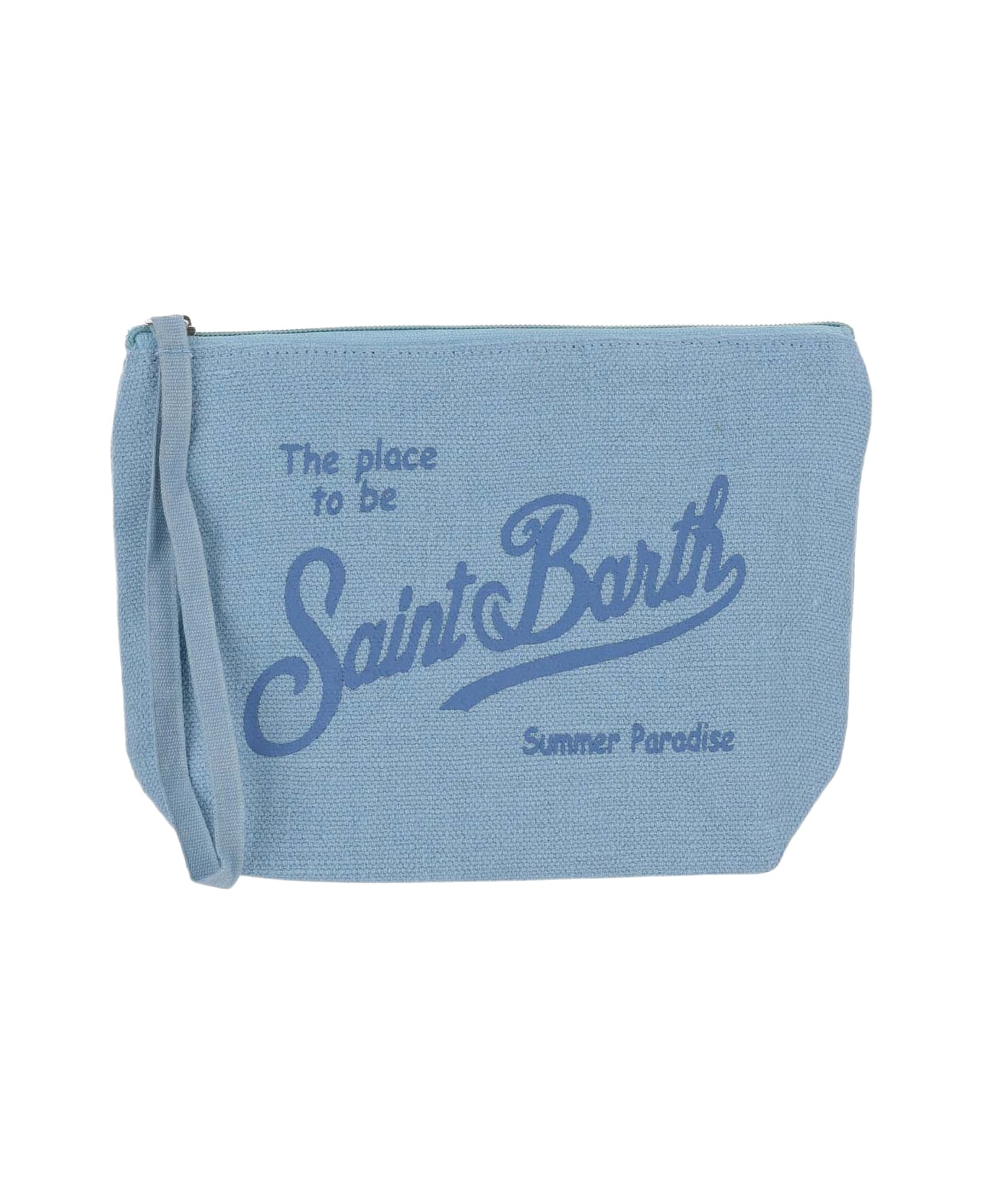 MC2 Saint Barth Linen Clutch Bag With Logo - Clear Blue