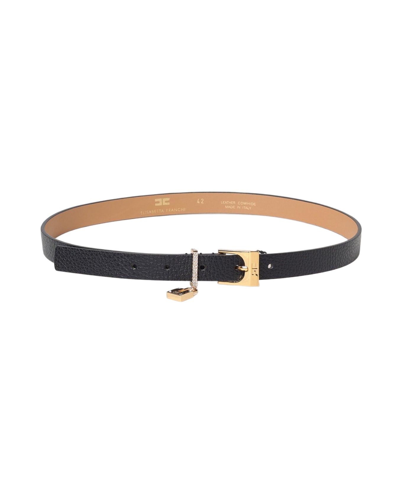 Elisabetta Franchi Logo Engraved Embellished Belt Elisabetta Franchi - BLACK