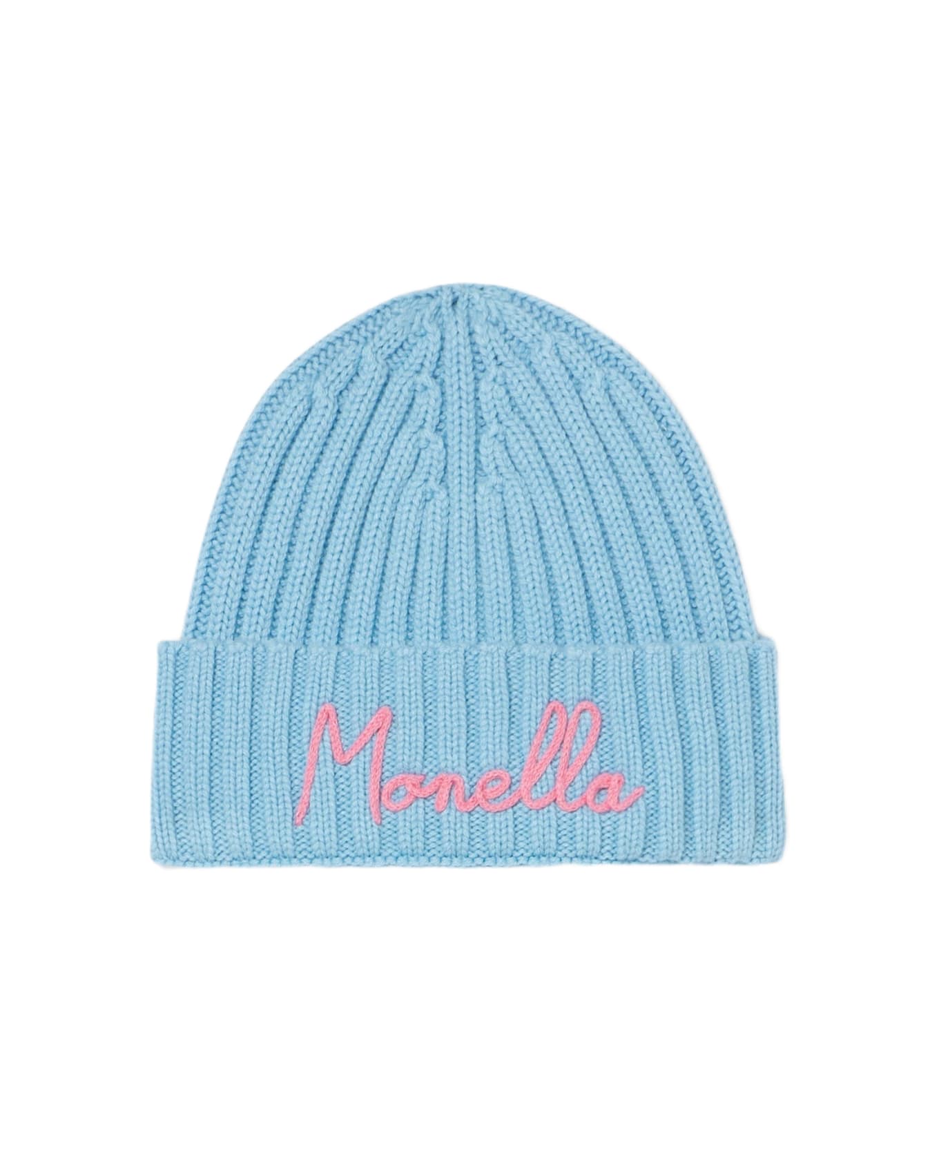 MC2 Saint Barth Girl Turquoise Beanie With Monella Embroidery - SKY