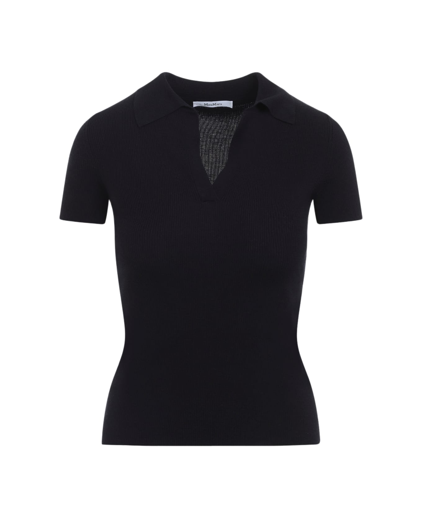 Max Mara Albero Knit Ribbed Polo - Blu Marino