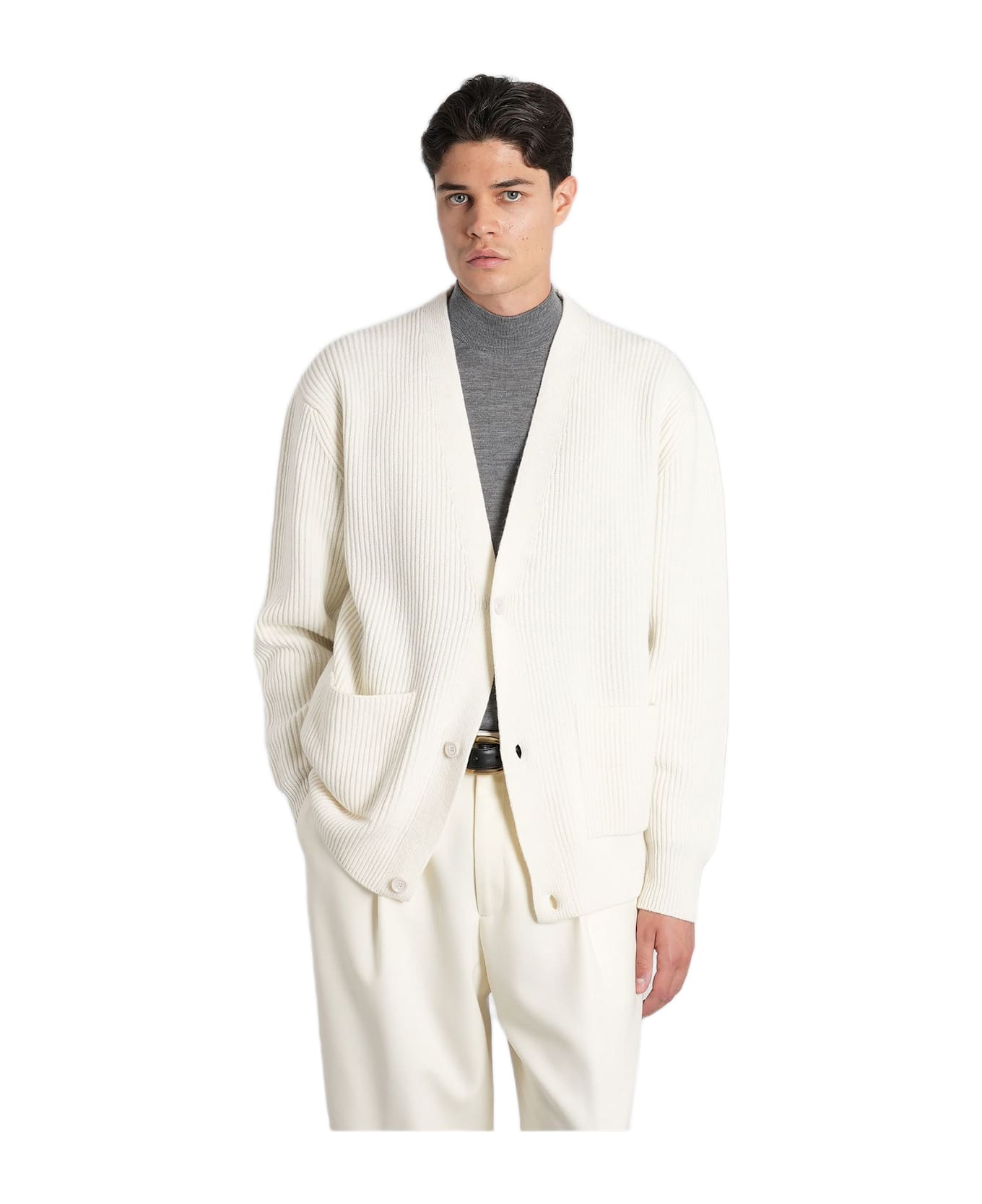 Lardini Cardigan In Beige Wool - beige