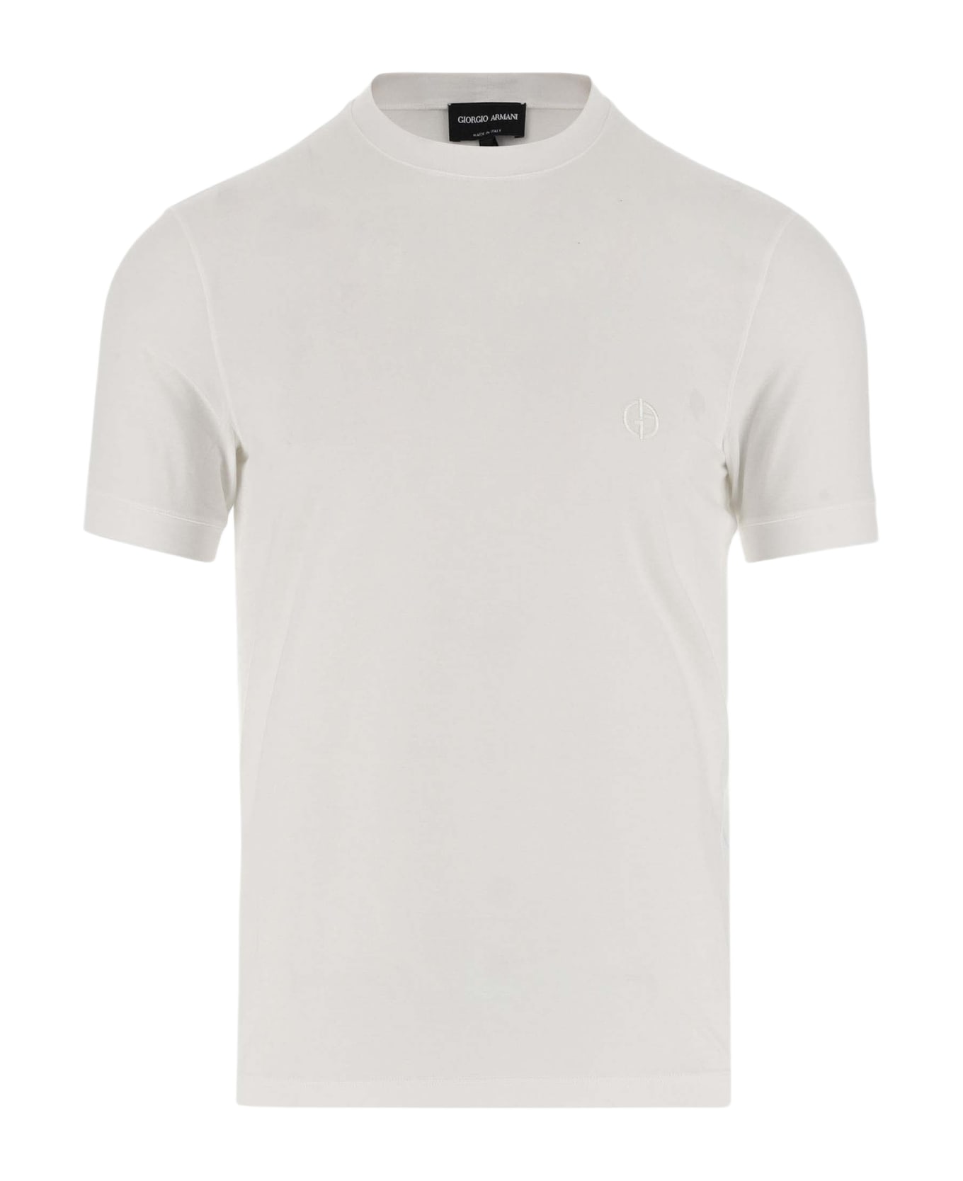 Giorgio Armani Stretch Viscose T-shirt With Logo - White