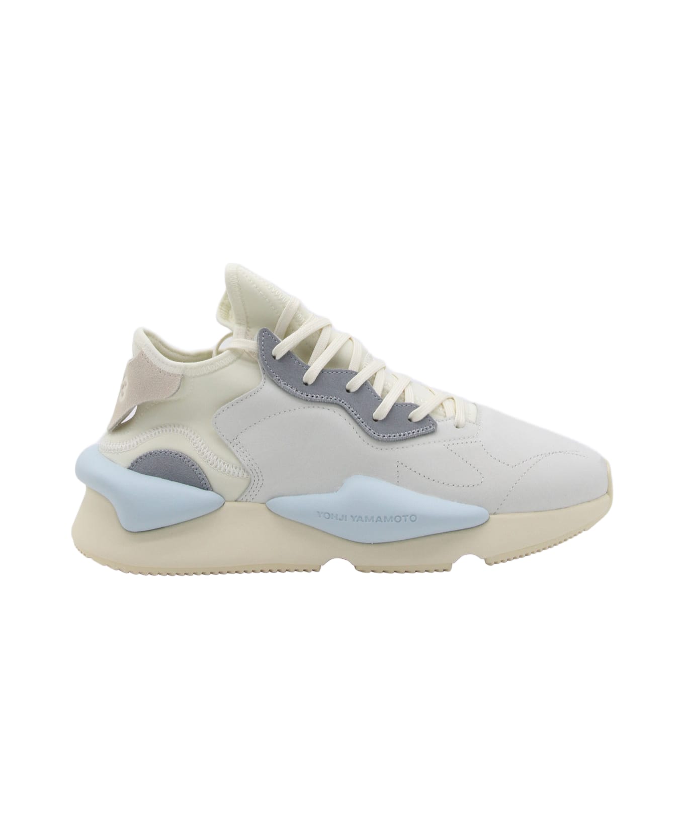 Y-3 Blue And White Leather Sneakera - OFF WHITE/CREAM WHITE/ICE BLUE