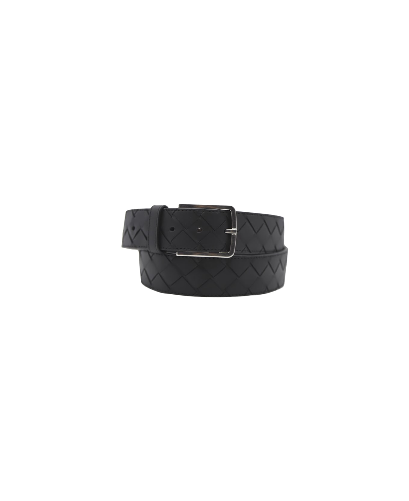 Bottega Veneta Leather Belt With Woven Pattern - Black ベルト