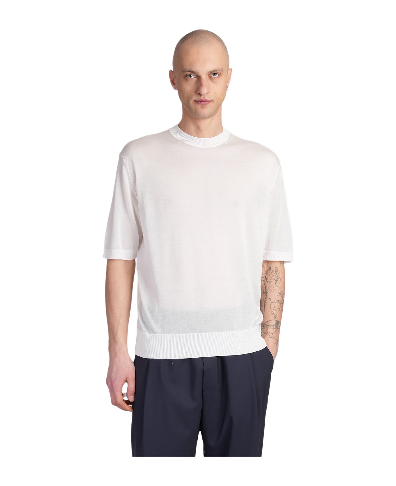 Laneus T-shirt In Beige Wool And Polyester - beige
