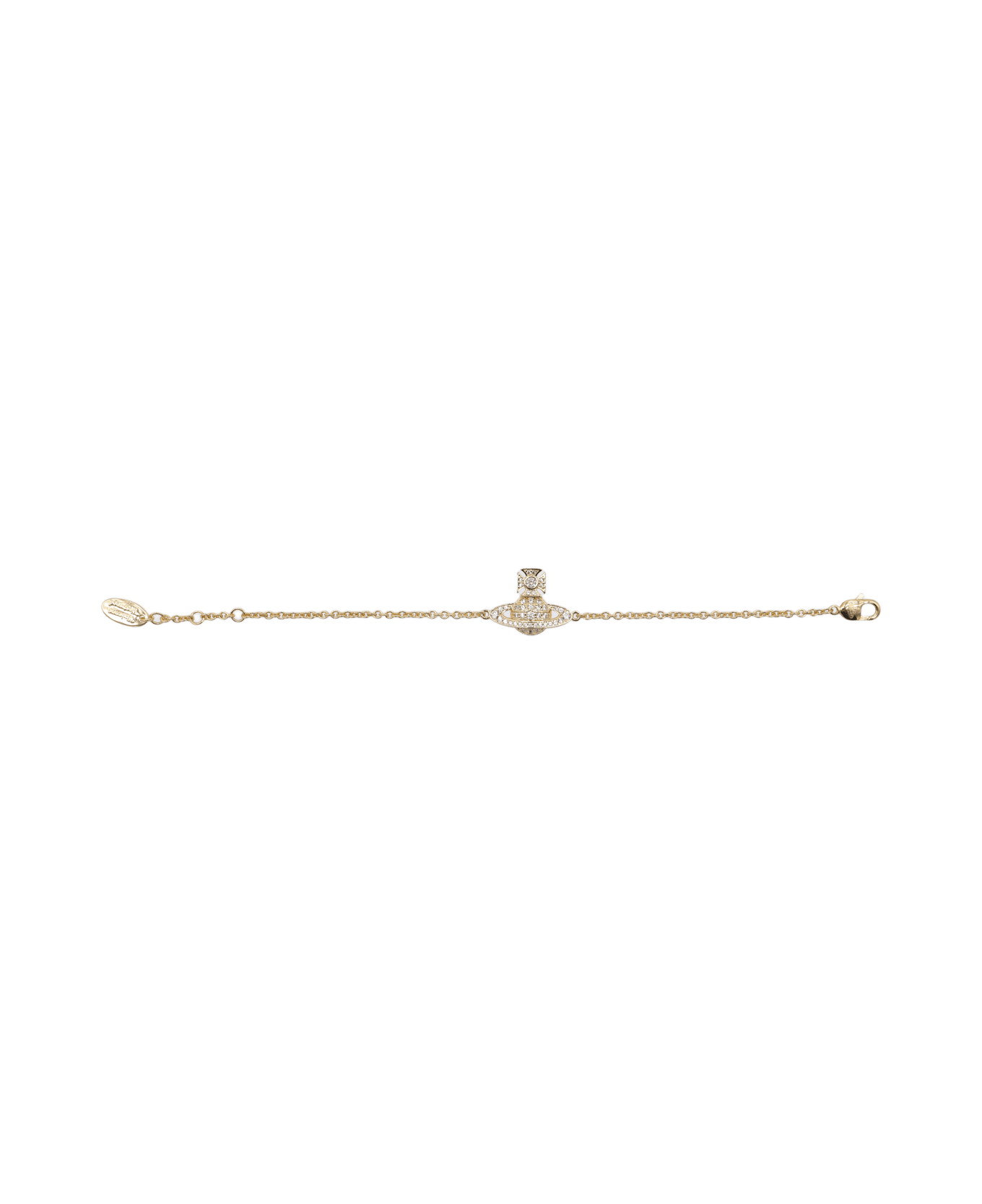 Vivienne Westwood Gold Brass Orb Bracelet - GOLD/WHITE CZ/CREAM