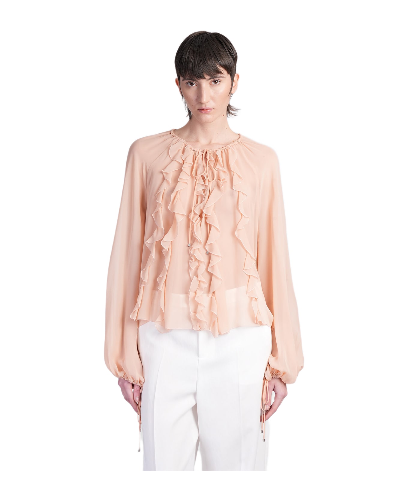 Blumarine Blouse In Rose-pink Silk - rose-pink