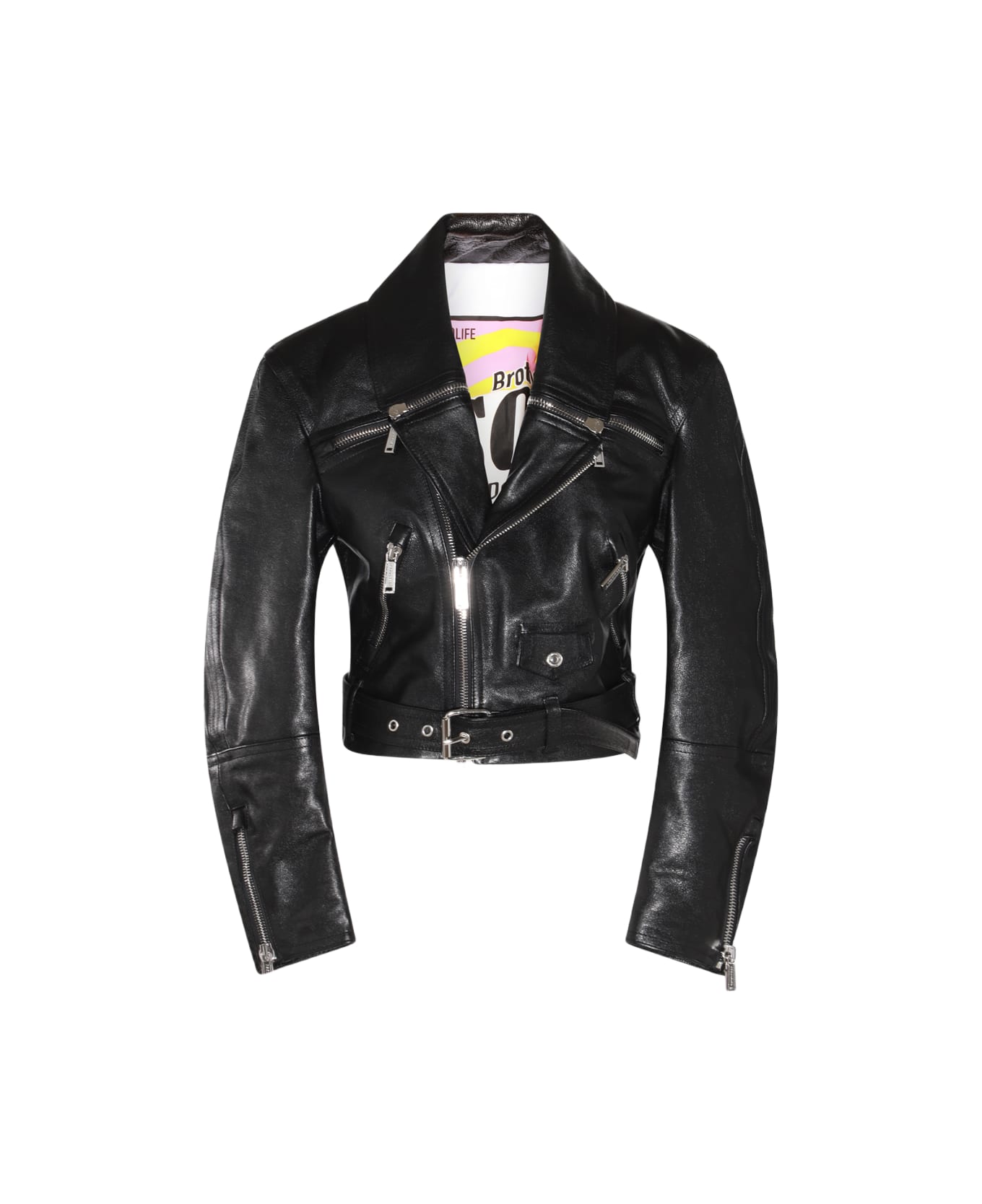 Dsquared2 Black Leather Jacket - Black レザージャケット