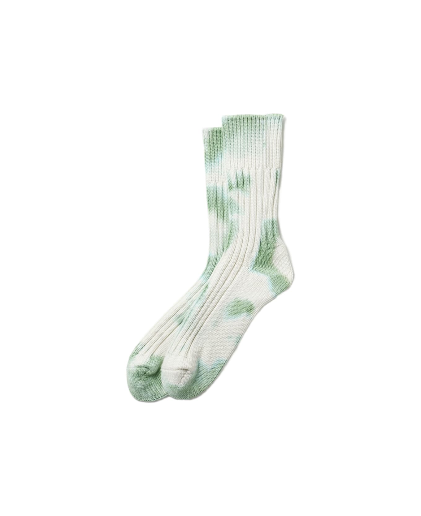 Rototo Chunky Ribbed Crew Tie Dye - L.green White 靴下