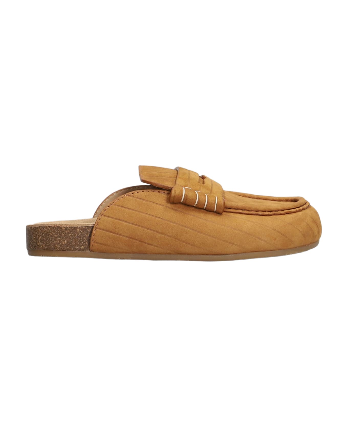 J.W. Anderson Stitch Loafer W Slipper-mule In Brown Suede - brown
