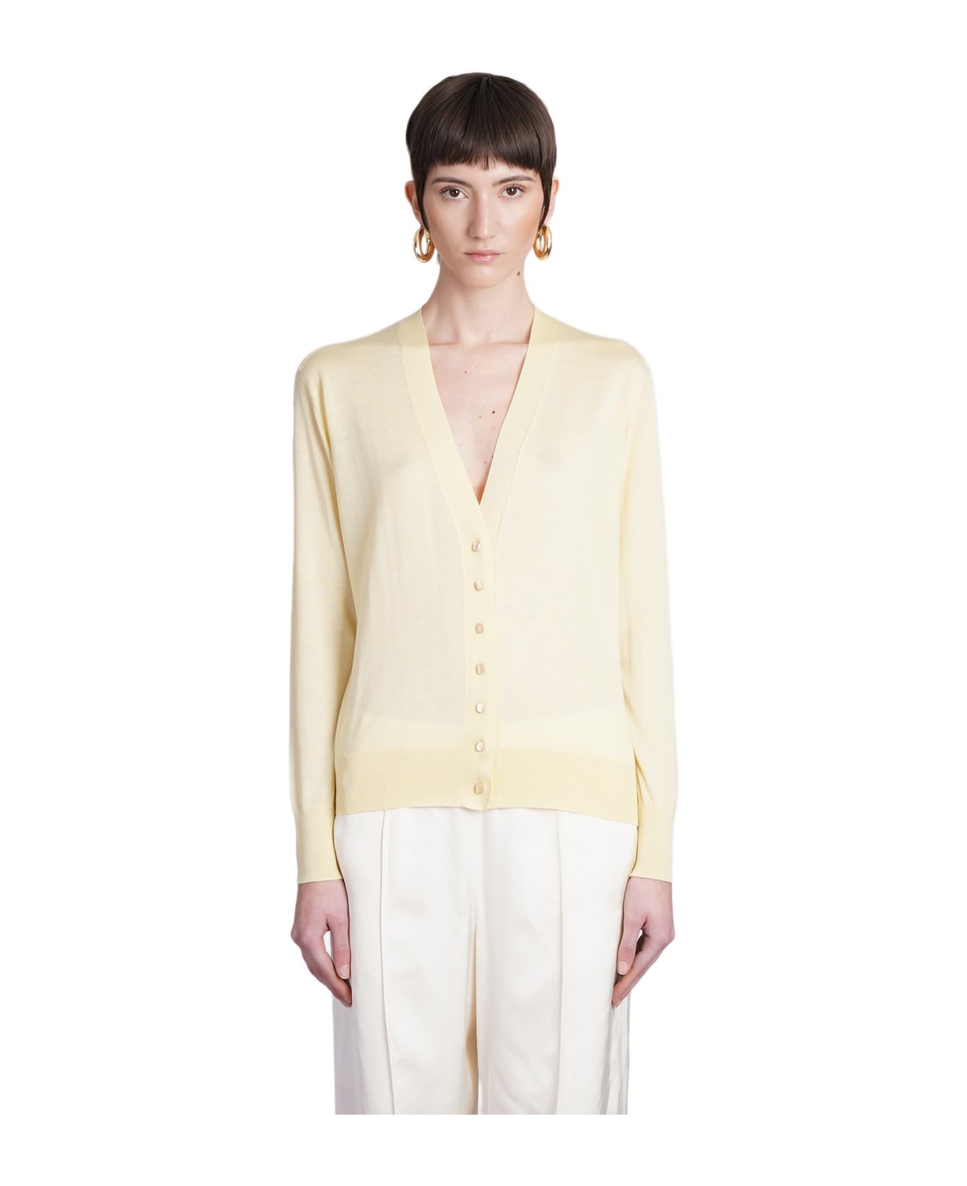 Jil Sander Cardigan In Yellow Wool - yellow