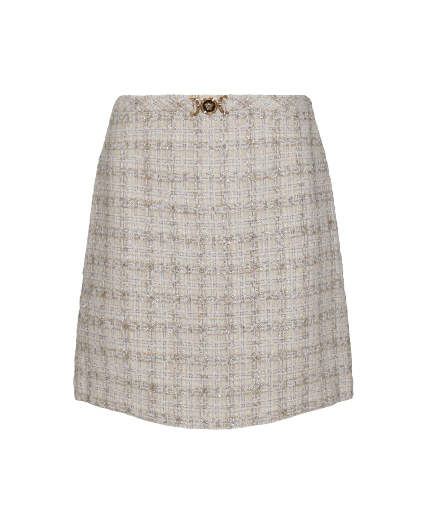 Versace White Cotton Mini Skirt - Beige