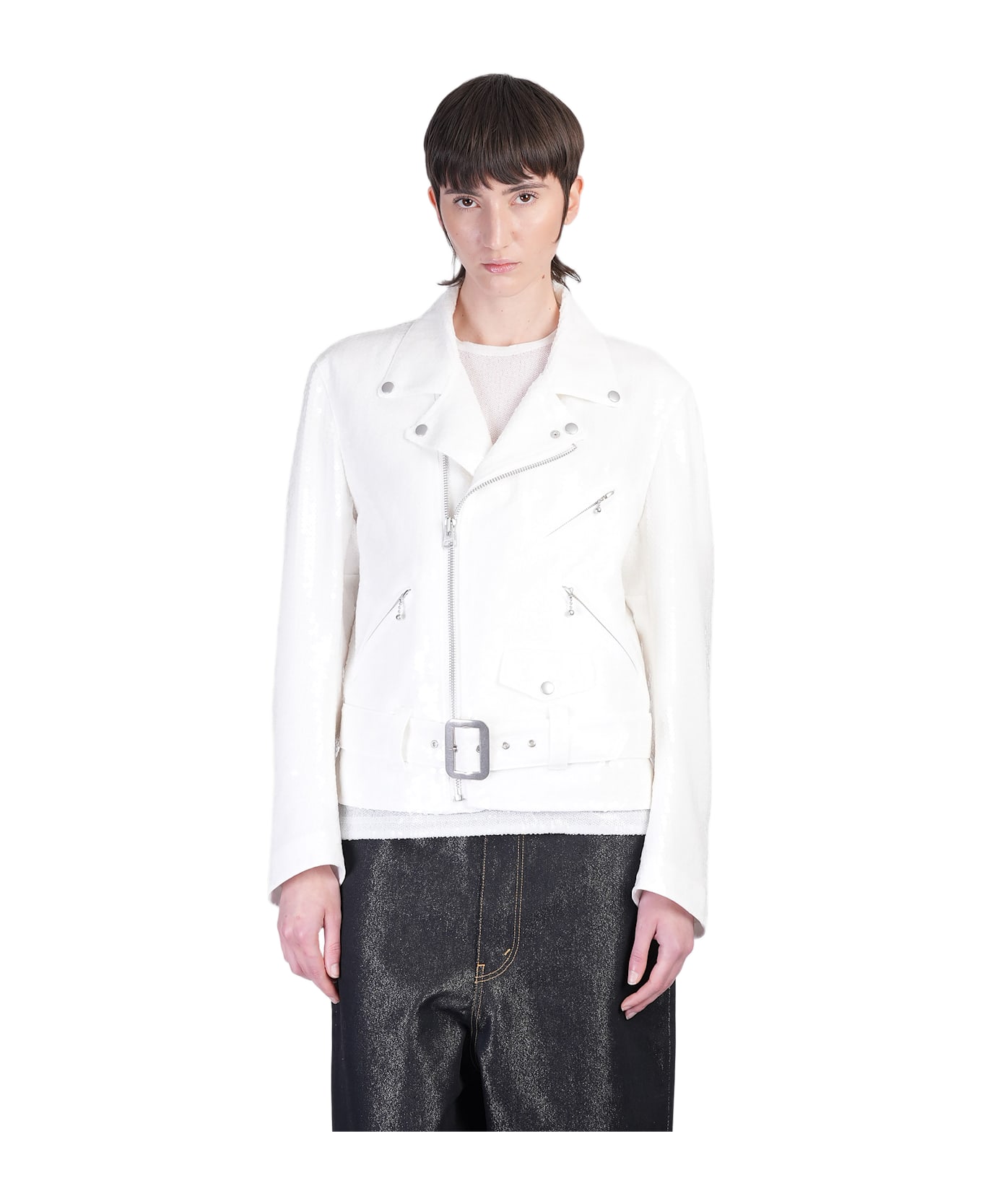 Junya Watanabe Biker Jacket In White Polyester - white