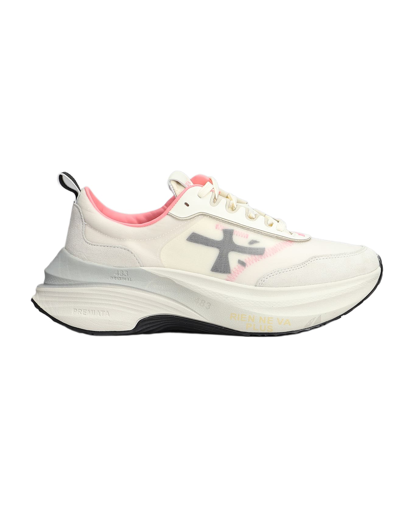 Premiata Hill Sneakers In Beige Suede And Fabric - beige
