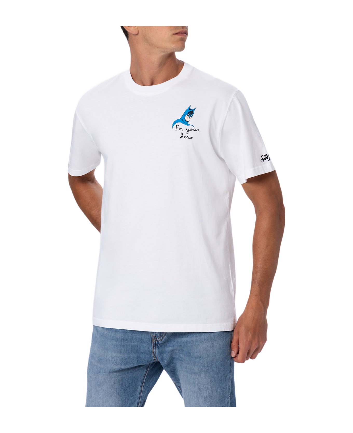 MC2 Saint Barth Man Cotton T-shirt With Batman Print And Embroidery | Batman Special Edition - WHITE