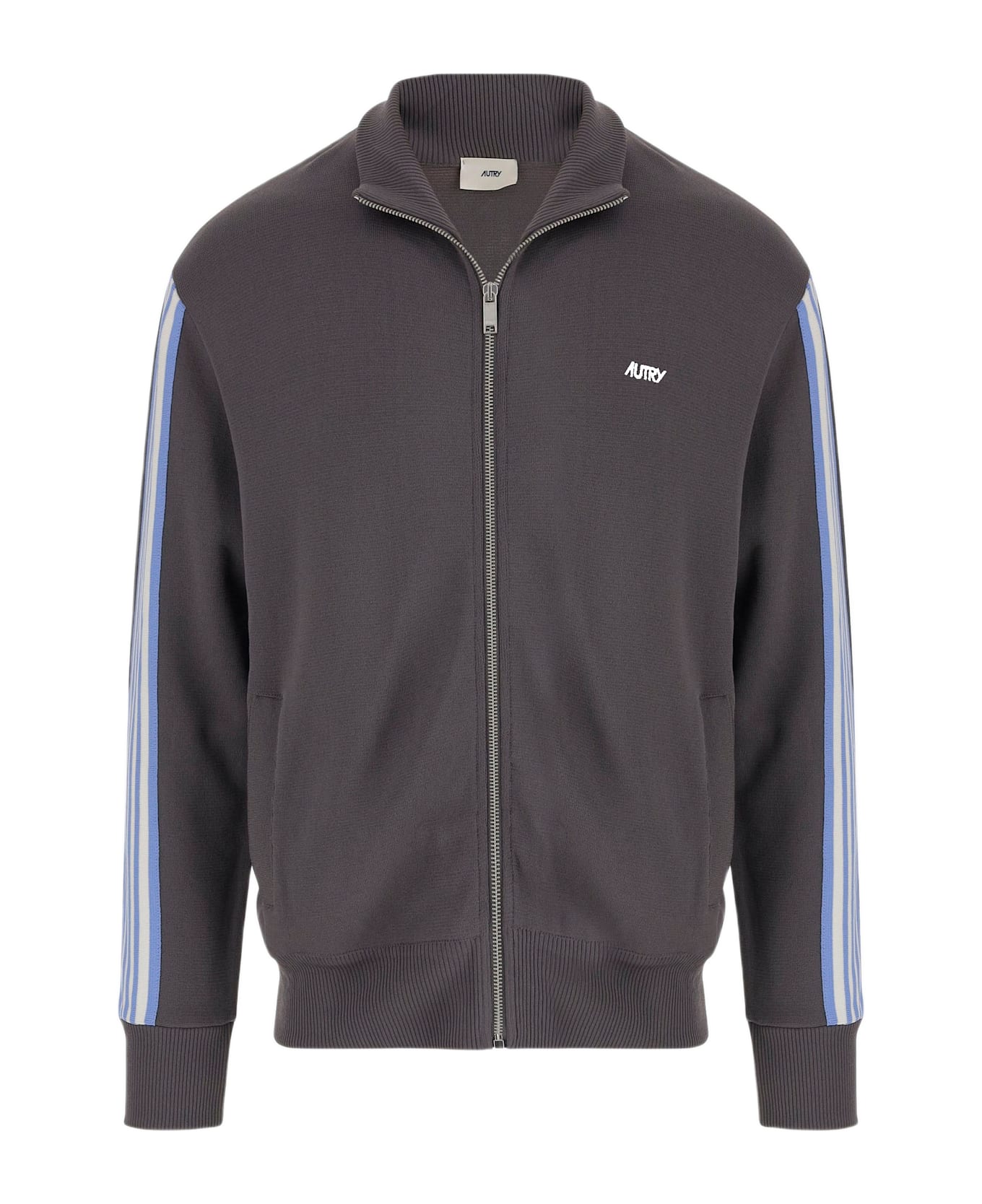 Autry Viscose Blend Jacket With Logo - Grey