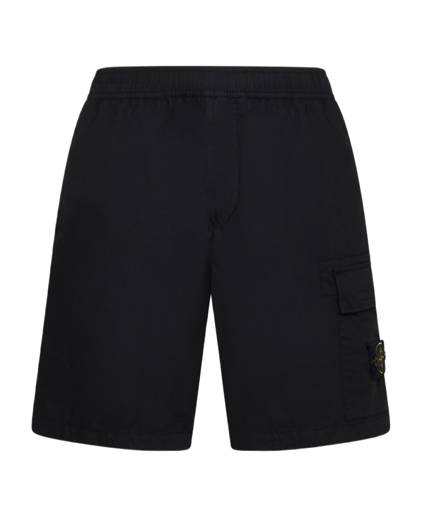 Stone Island Stretch Cotton Shorts - BLACK