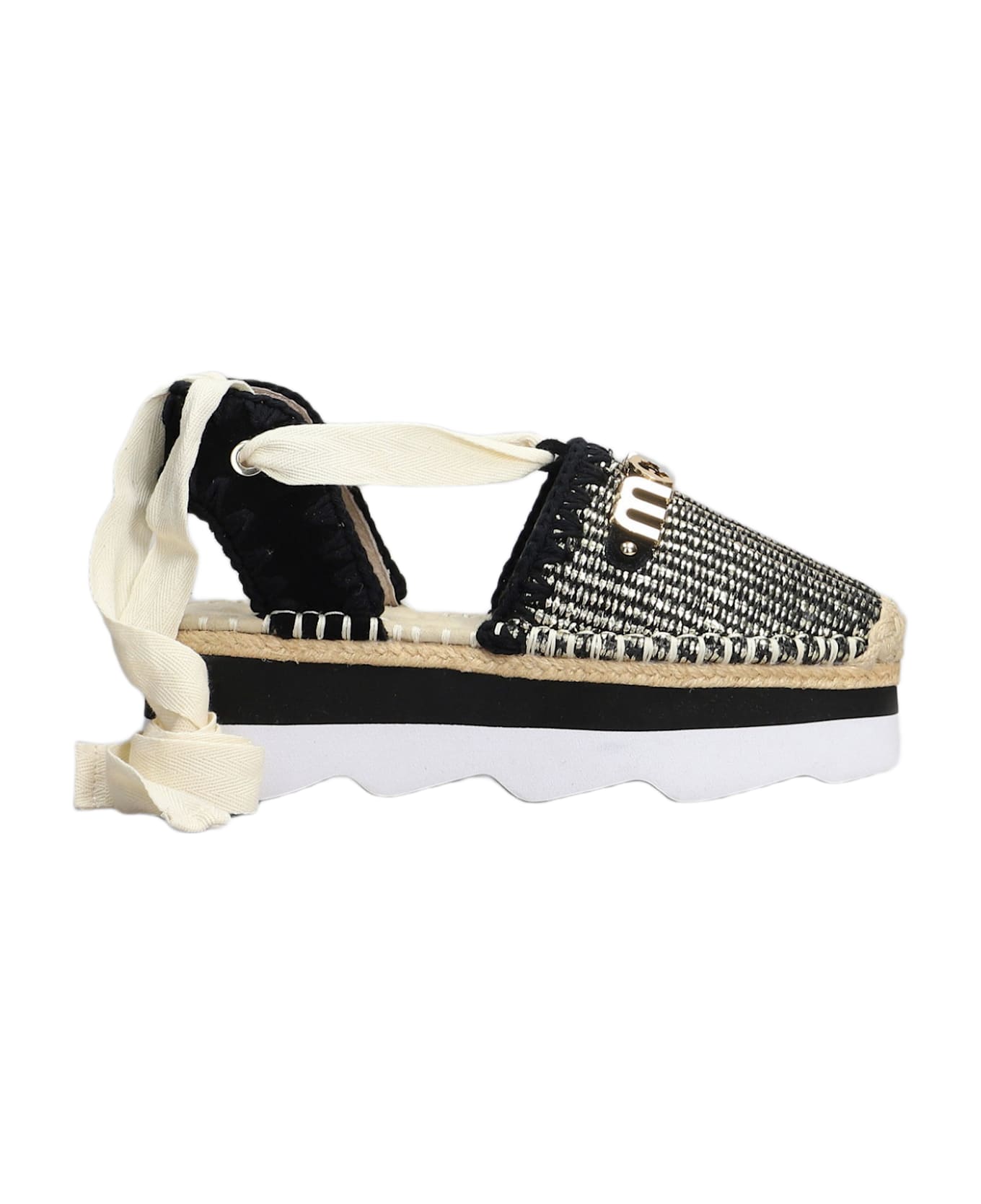 Mou Espa Sandal Espadrilles In Black Raffia - black