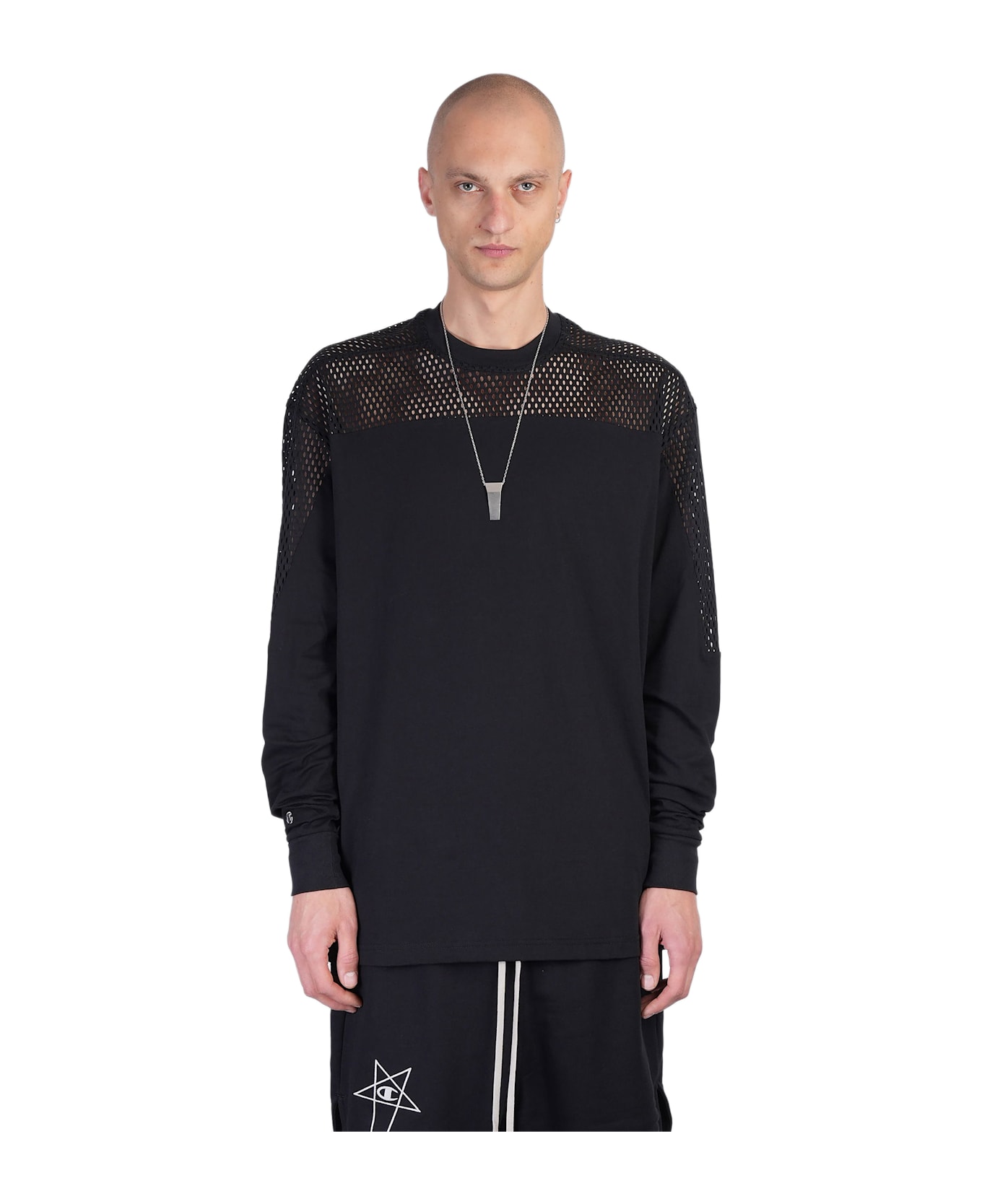 Rick Owens x Champion Girdered T T-shirt In Black Cotton - black
