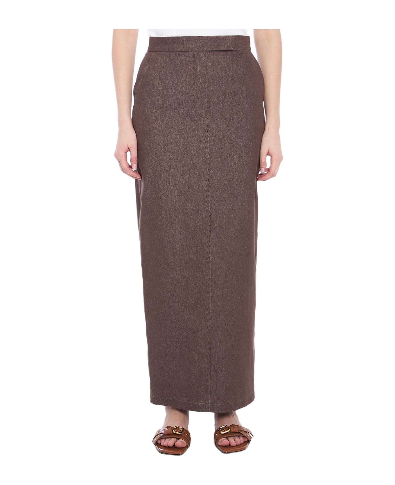 Max Mara Cotton With Denim Effect Long Skirt - Blue