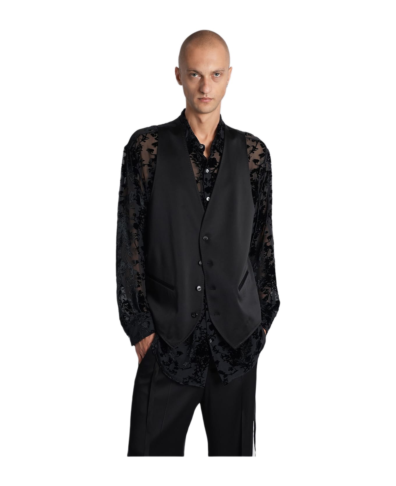 Ann Demeulemeester Juikko Vest In Black Acetate - black