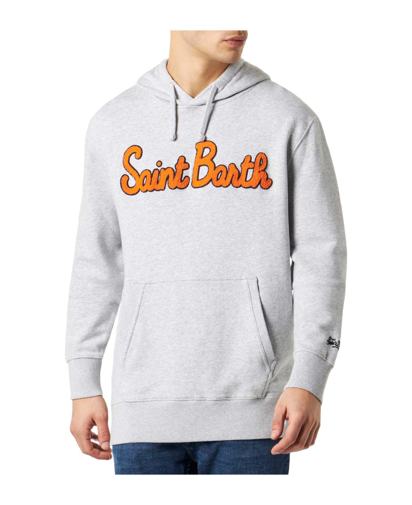 MC2 Saint Barth Man Cotton Hooded Sweatshirt With Patch