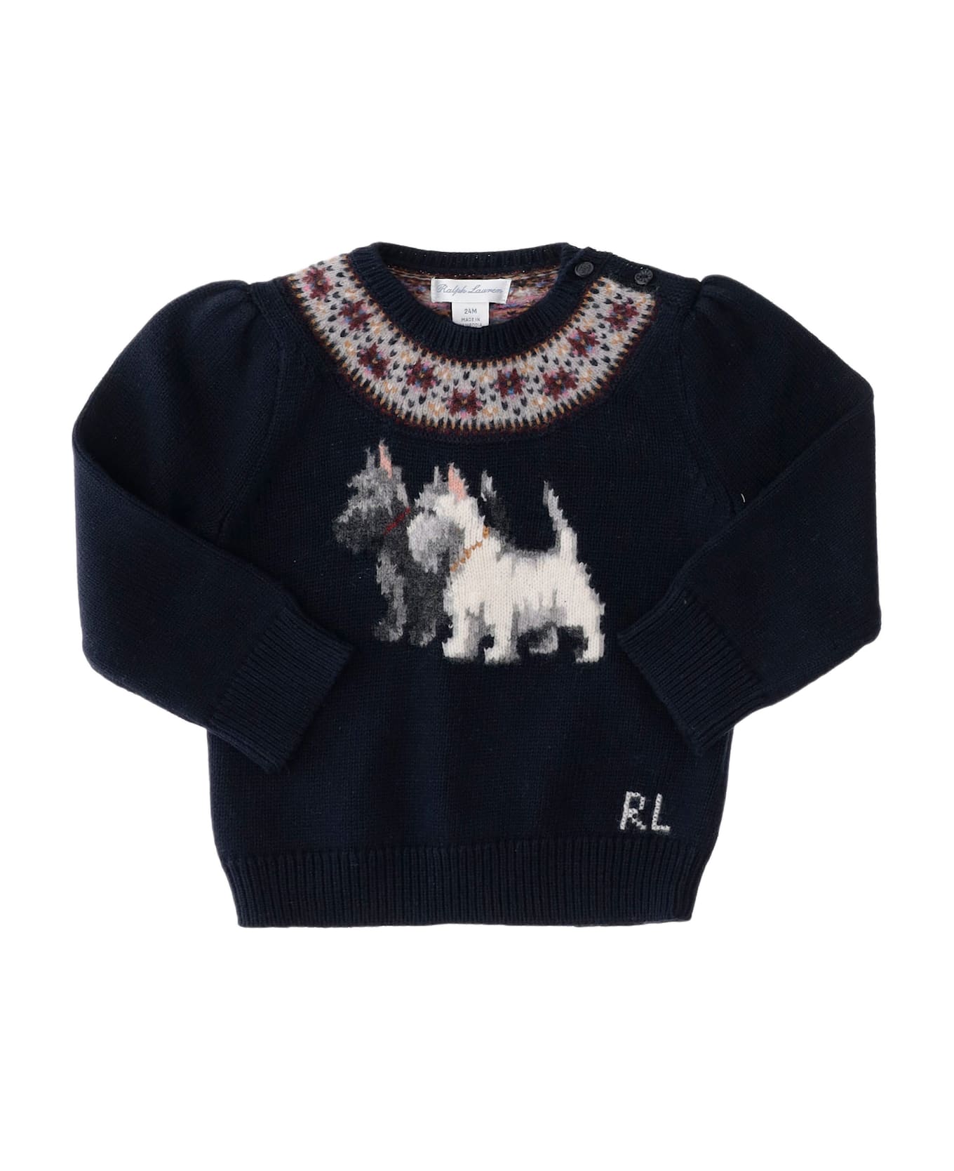 Polo Ralph Lauren Cotton Sweater With Graphic Pattern - Navy