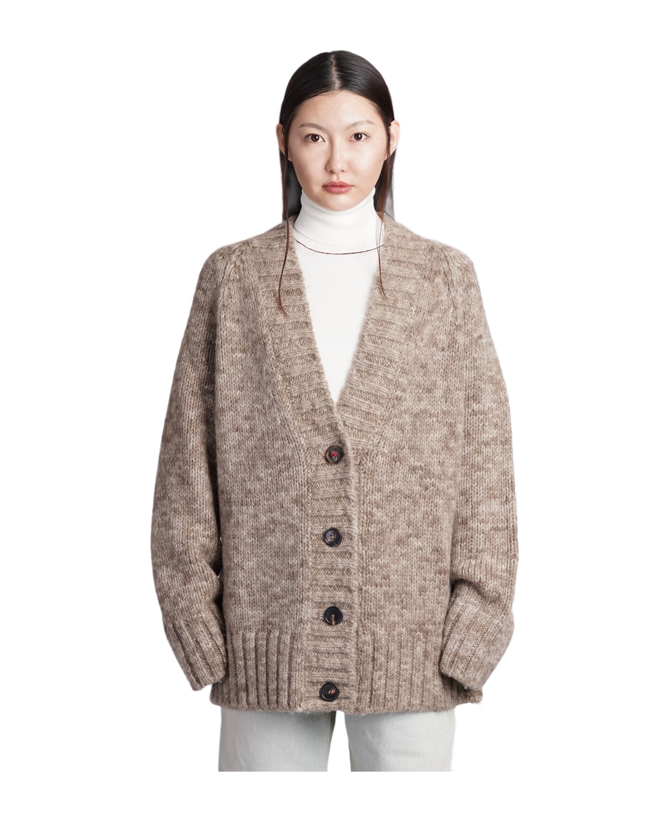 Maison Margiela Cardigan In Brown Wool - brown