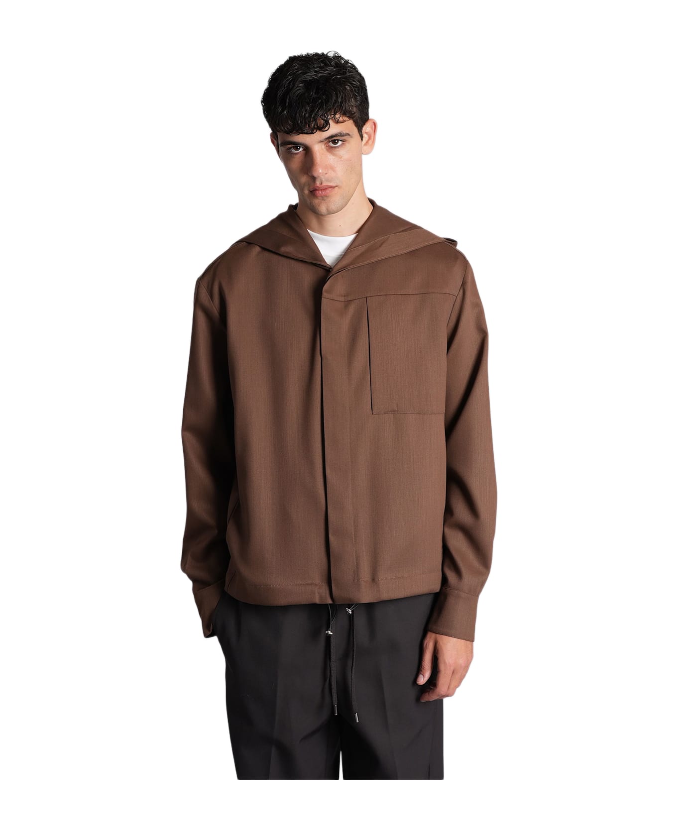 costumein Hoodie T Casual Jacket In Brown Wool - brown