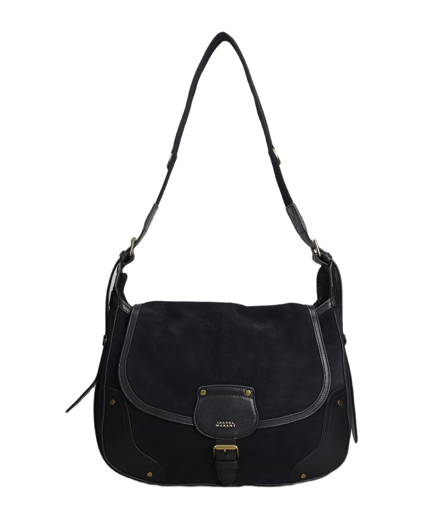 Isabel Marant Sierra Shoulder Shoulder Bag In Black Suede - Faded black