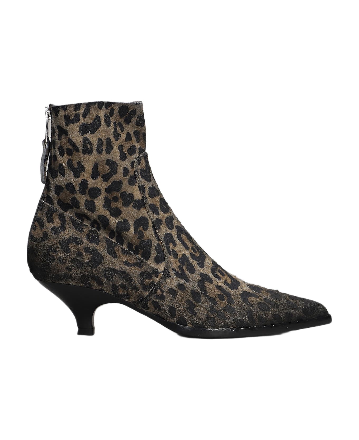 Elena Iachi High Heels Ankle Boots In Animalier Suede - Animalier