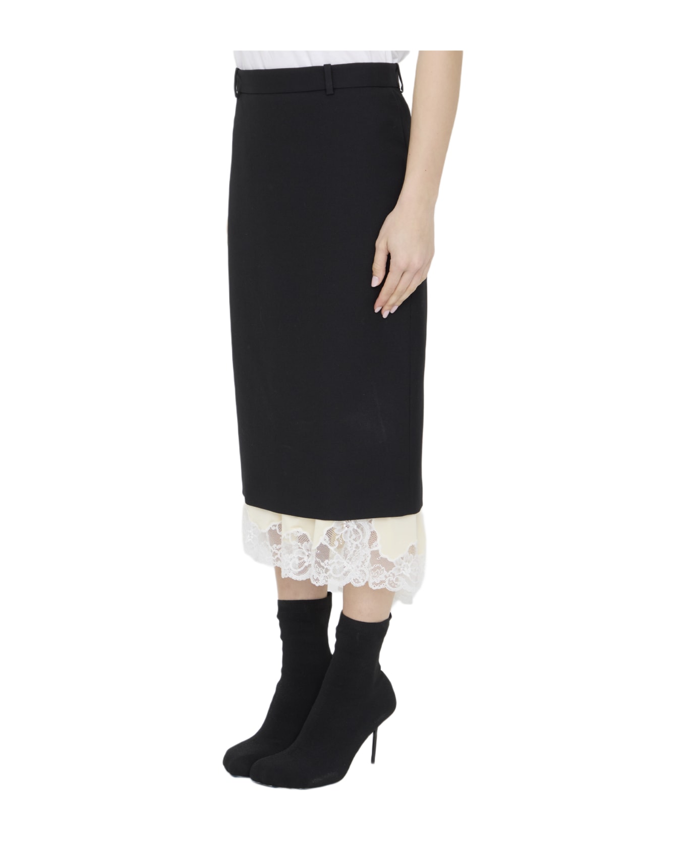 Balenciaga Lingerie Tailored Skirt - BLACK / CREAM