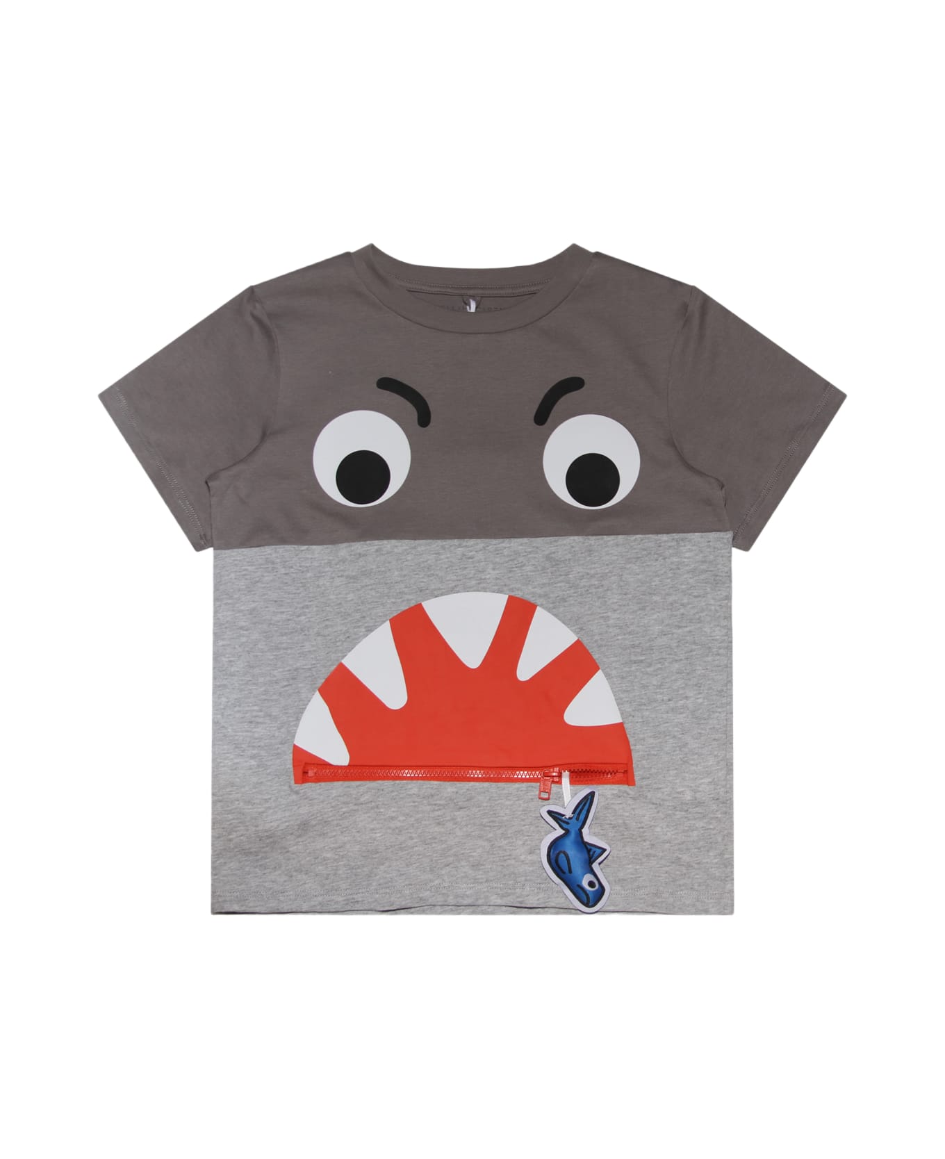 Stella McCartney Grey Cotton Shark Face T-shirt - Grey