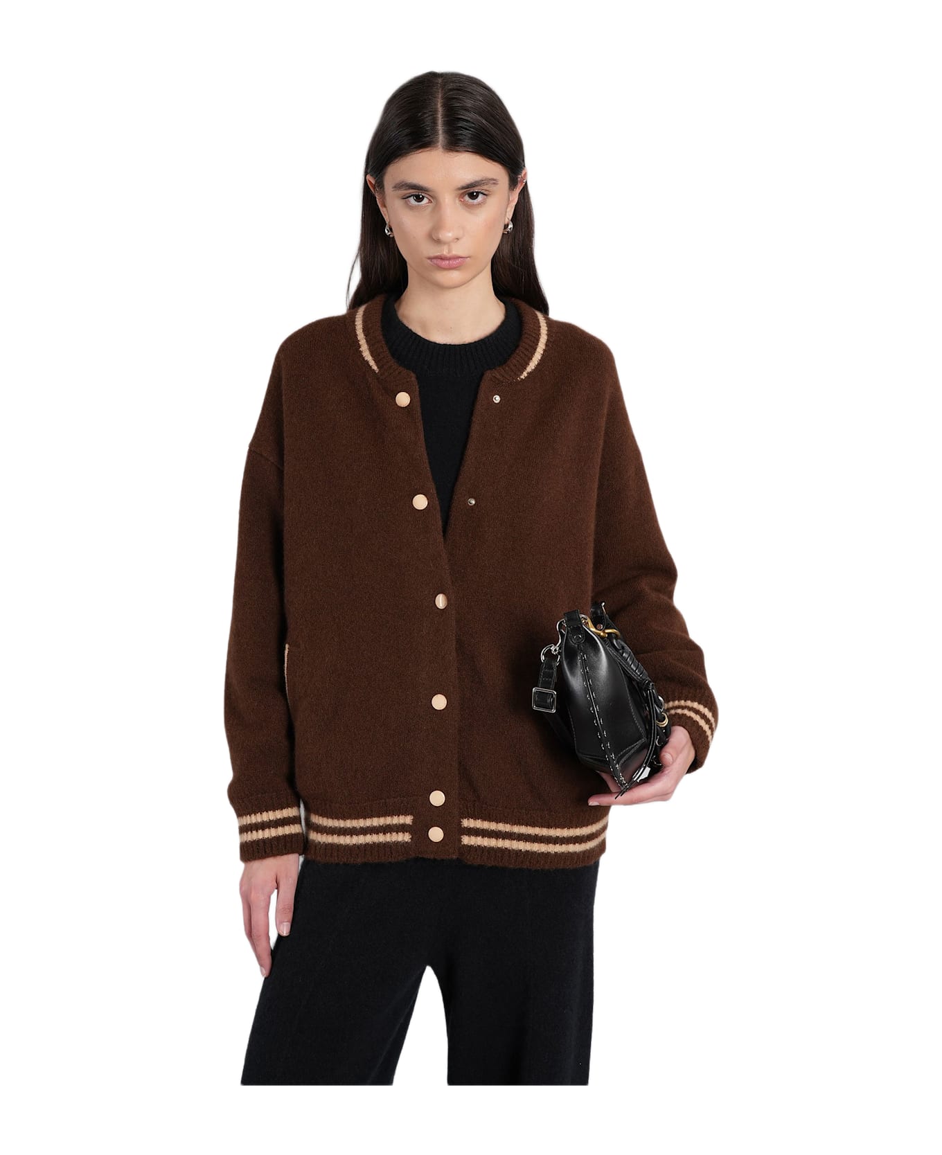 Laneus Bomber Jacket In Brown Cashmere - brown
