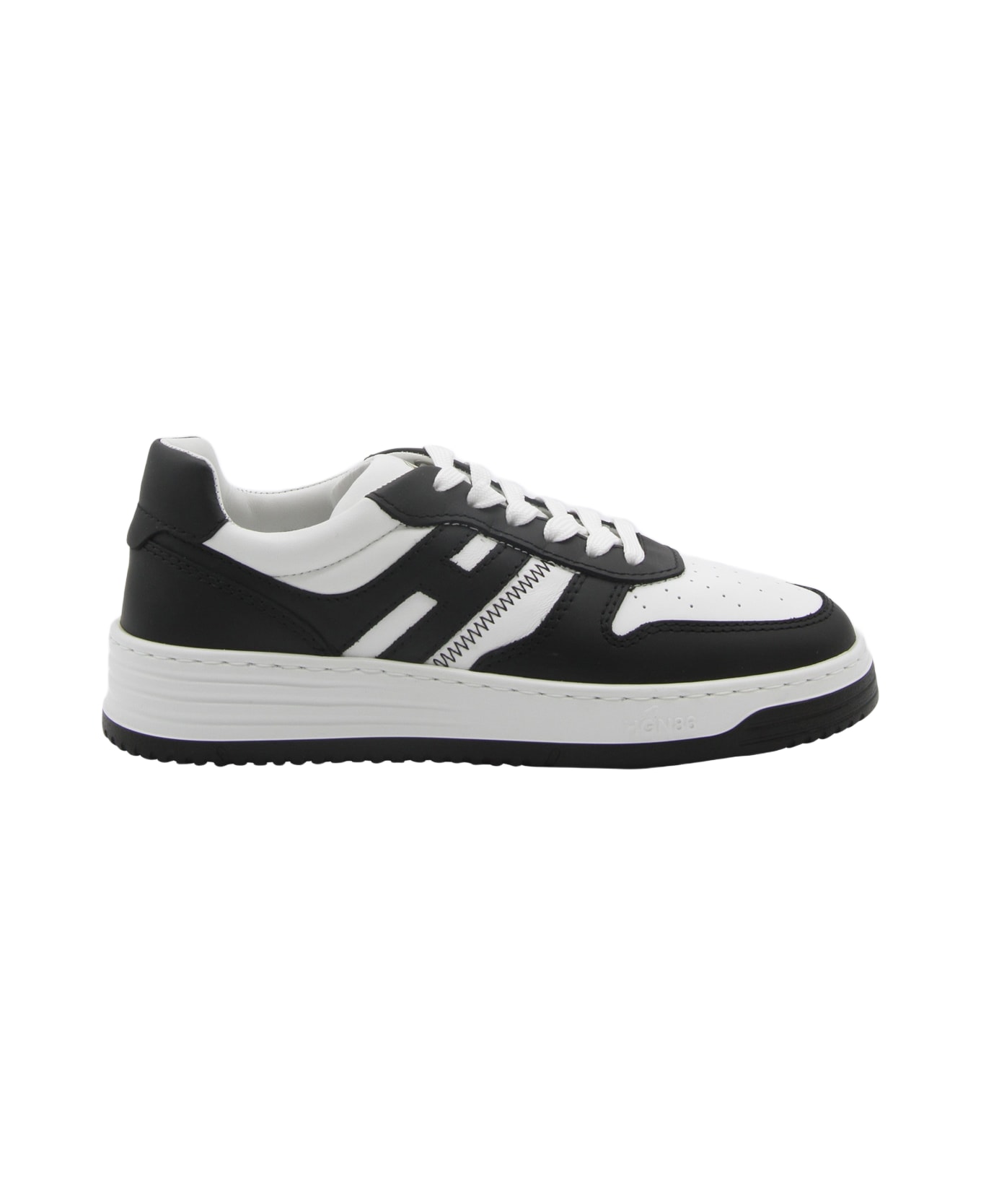 Hogan White And Black Leather Sneakers - White