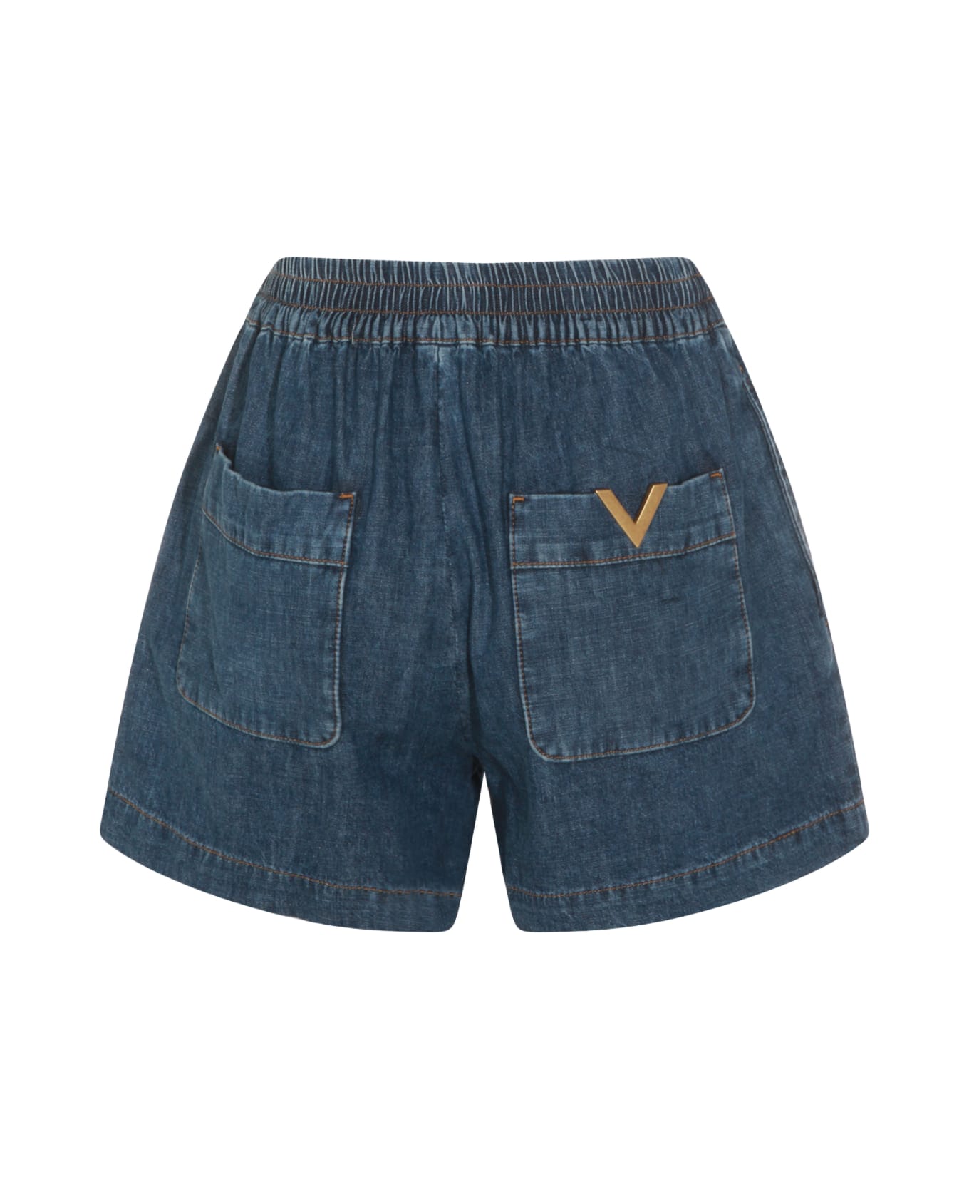 Valentino Medium Denim Vlogo Shorts - MEDIUM BLUE