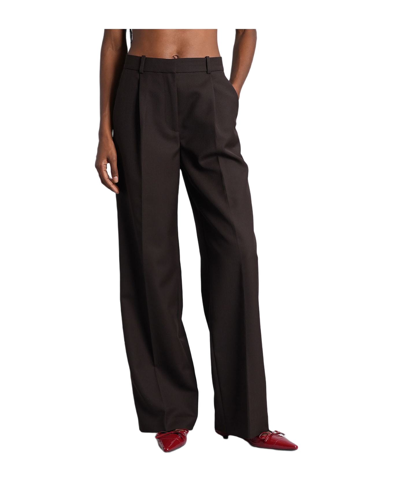Anine Bing Trent Pants In Brown Leather - brown