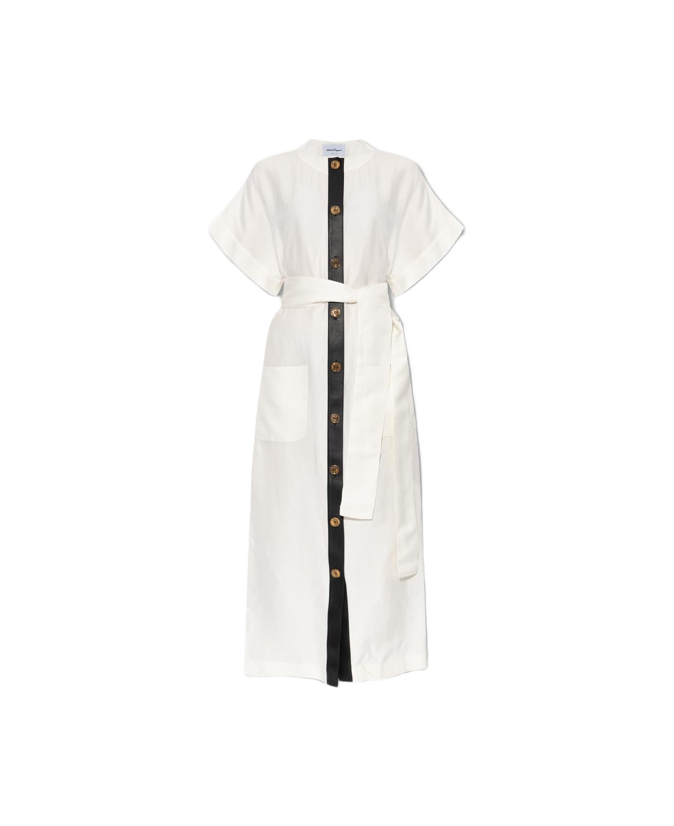 Ferragamo Belted Maxi Dress - WHITE