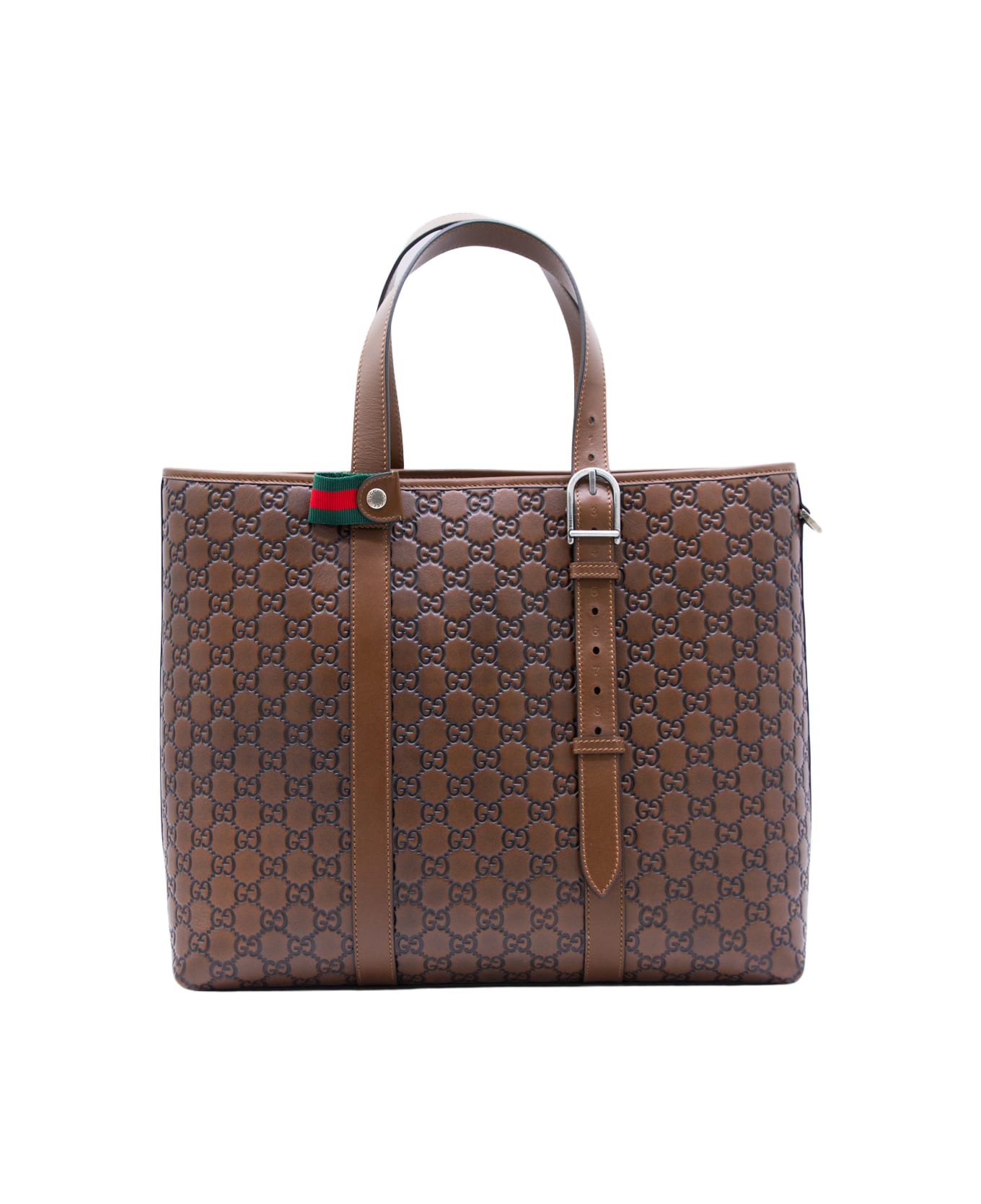 Gucci Brown Shopping Gg Emblem Big Tote - Brown