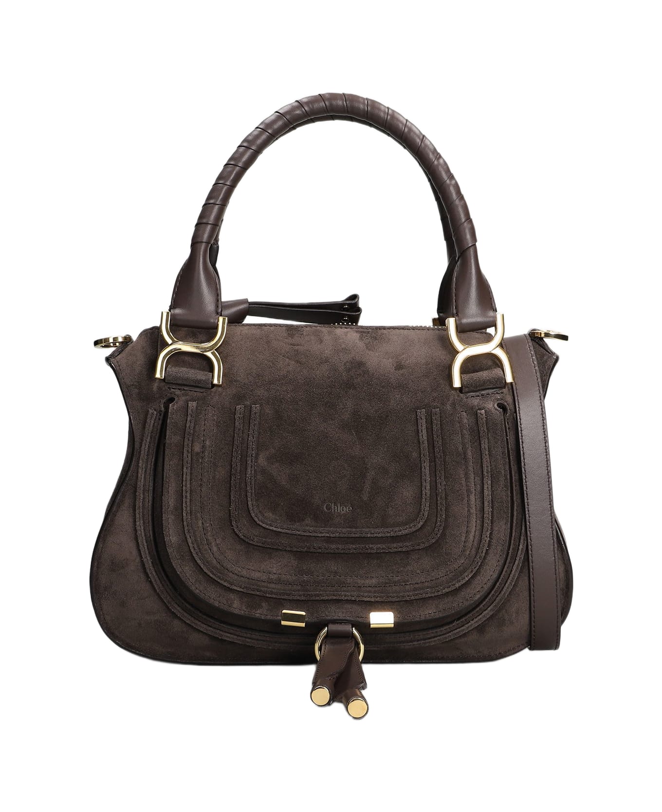 Chloé Mercie Shoulder Bag In Brown Suede - brown