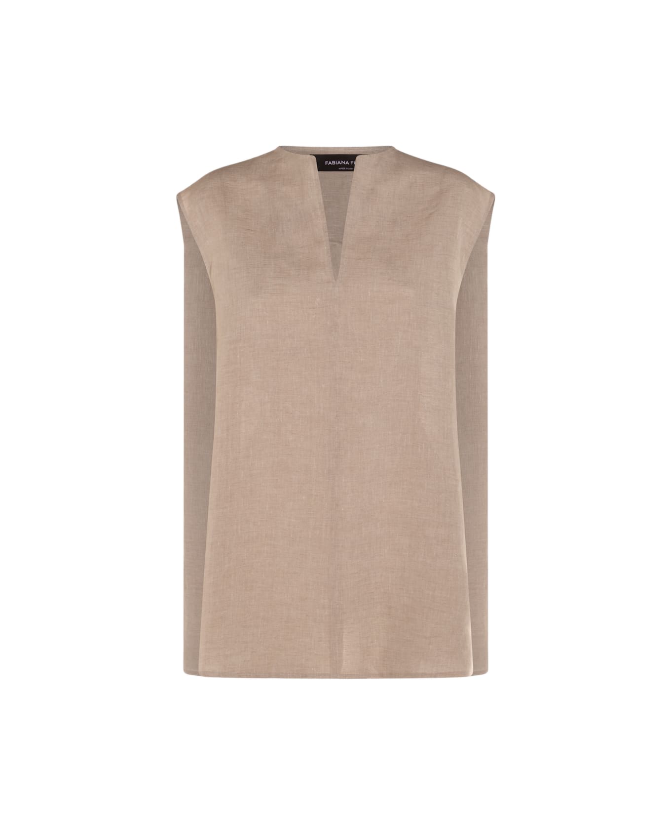 Fabiana Filippi Beige Linen Top - GREIGE