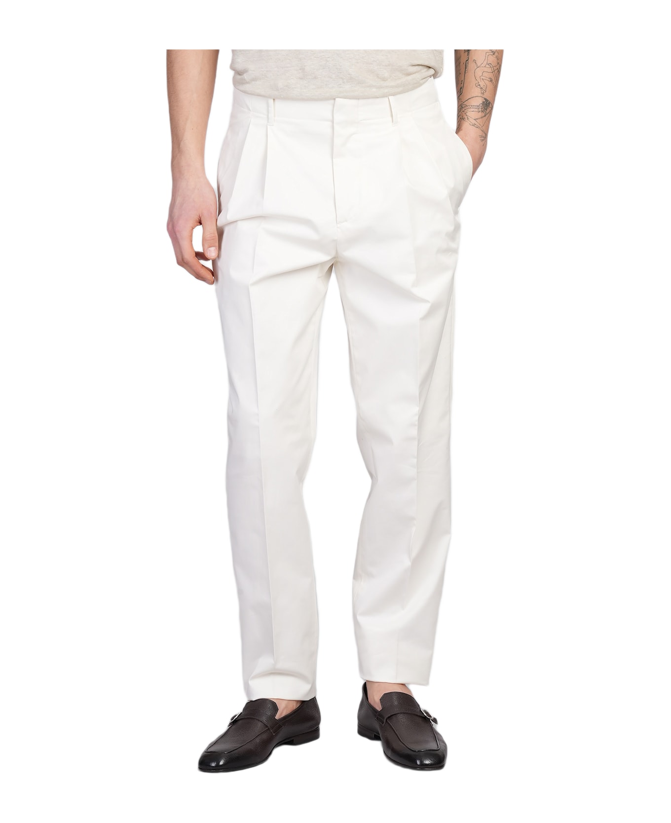 Lardini Pants In White Cotton - white