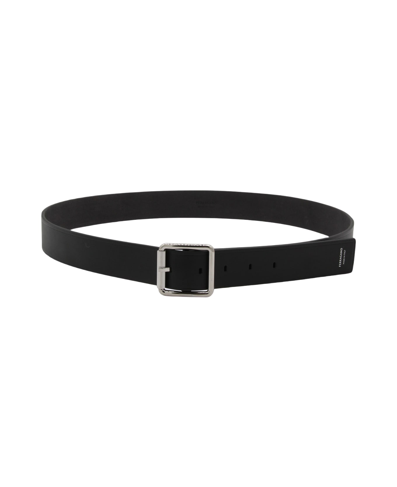 Ferragamo Black Leather Belt - NERO