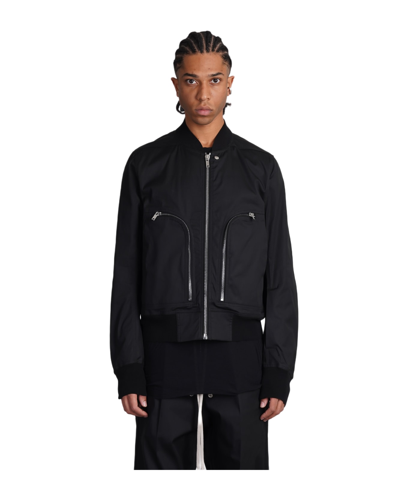 Rick Owens Bauhaus Flight Bomber In Black Cotton - Black