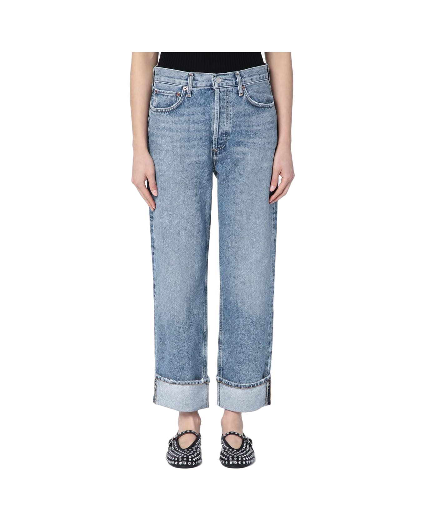 AGOLDE Light Blue Fran Jeans In Organic Denim With Turn-ups - BLUE