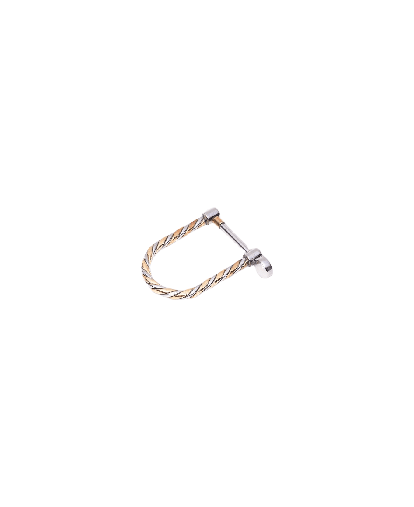 Larusmiani Stainless Steel And Yellow Gold Shackle Shaped Key Holder Keyring - Neutral